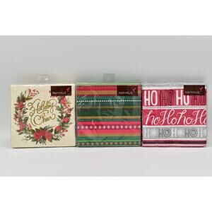 Papyrus Set of 3 Holiday Napkins Beverage Cocktail Cheer Ho Ho Ho Christmas 60